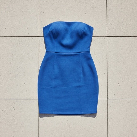 NWT PLT Cobalt Faux Suede Bodycon Dress - Picture 2 of 7